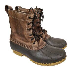 LL Bean 8" Unlined Bean Boots Brown Leather Duck Boot 6